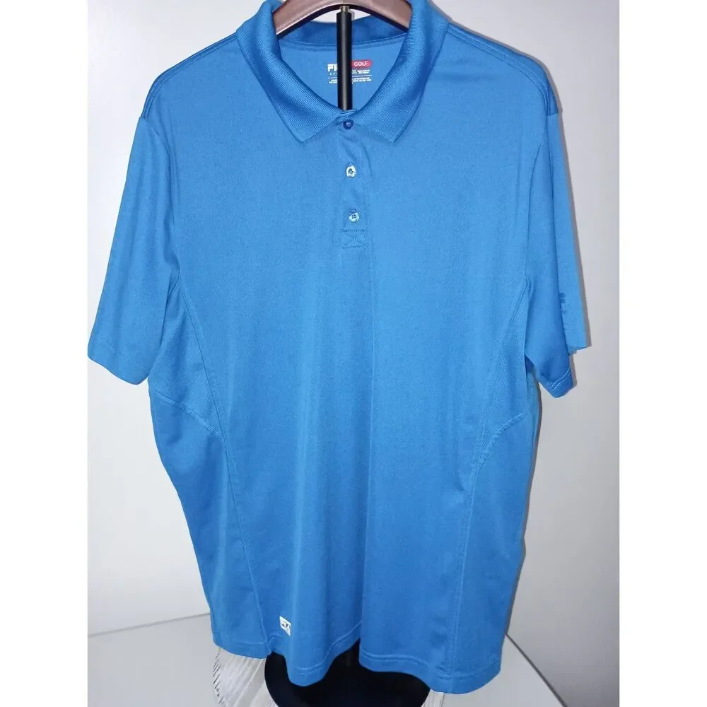 FILA Golf Athletic Fit , Royal Blue Short Sleeve Polo Shirt, Men Size L - Picture 1 of 4